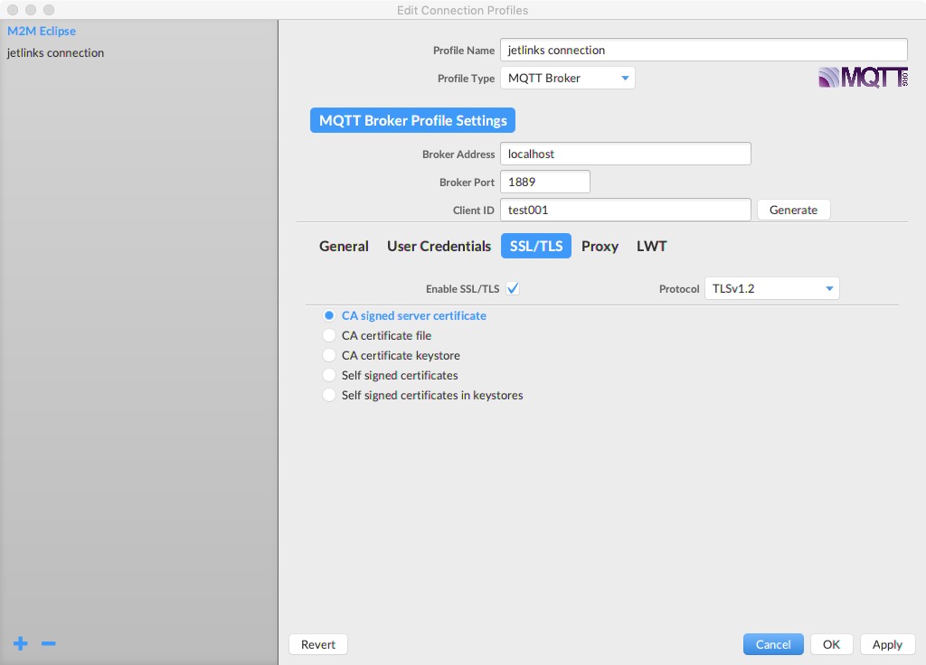 mqtt TSL设置